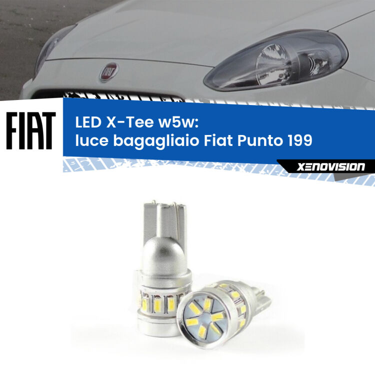 <strong>LED luce bagagliaio per Fiat Punto</strong> 199 2012 - 2018. Lampade <strong>W5W</strong> modello X-Tee Xenovision top di gamma.