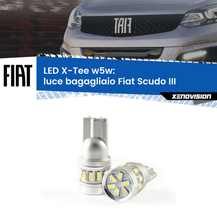 <strong>LED luce bagagliaio per Fiat Scudo</strong> III 2022 in poi. Lampade <strong>W5W</strong> modello X-Tee Xenovision top di gamma.