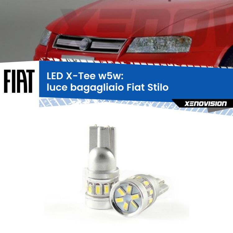 <strong>LED luce bagagliaio per Fiat Stilo</strong>  2001 - 2006. Lampade <strong>W5W</strong> modello X-Tee Xenovision top di gamma.