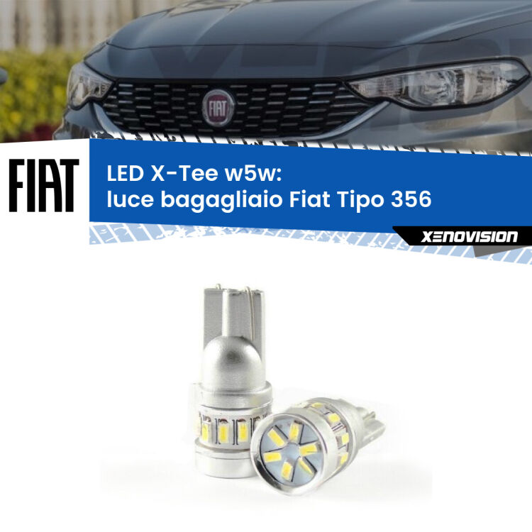 <strong>LED luce bagagliaio per Fiat Tipo</strong> 356 2015 in poi. Lampade <strong>W5W</strong> modello X-Tee Xenovision top di gamma.