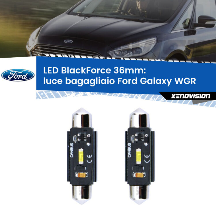 <strong>Luce Bagagliaio LED per Ford Galaxy</strong> WGR 1995 - 2006. Coppia lampade <strong>C5W</strong> 36mm modello BlackForce canbus.