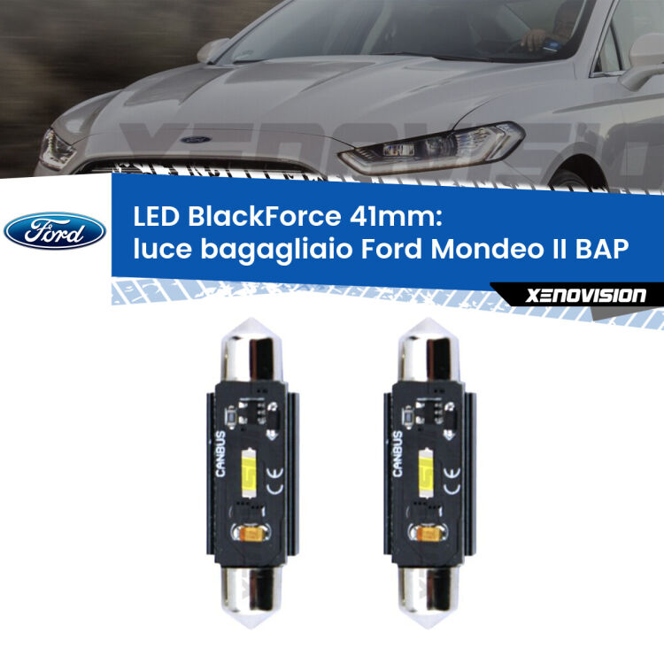 <strong>Luce Bagagliaio LED per Ford Mondeo II</strong> BAP 1996 - 2000. Coppia lampade <strong>C5W</strong> 41mm modello BlackForce canbus.