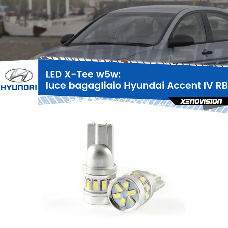 <strong>LED luce bagagliaio per Hyundai Accent IV</strong> RB 2010 in poi. Lampade <strong>W5W</strong> modello X-Tee Xenovision top di gamma.