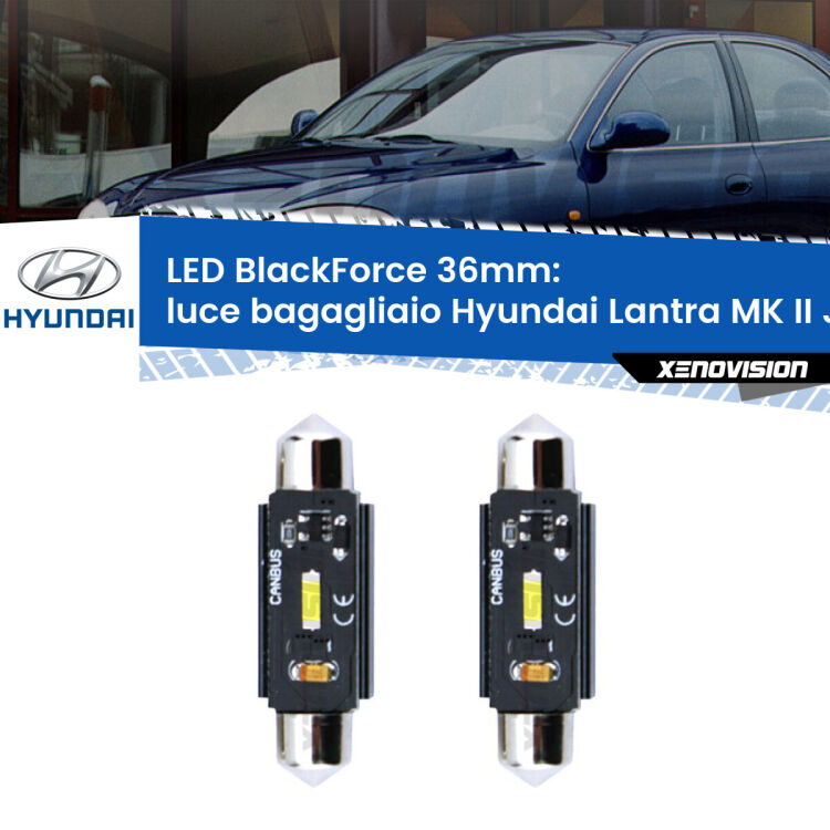 <strong>Luce Bagagliaio LED per Hyundai Lantra MK II</strong> J-2 restyling. Coppia lampade <strong>C5W</strong> 36mm modello BlackForce canbus.