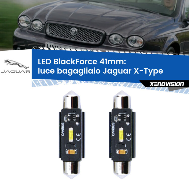 <strong>Luce Bagagliaio LED per Jaguar X-Type</strong>  2001 - 2009. Coppia lampade <strong>C5W</strong> 41mm modello BlackForce canbus.