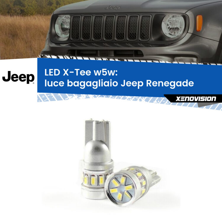 <strong>LED luce bagagliaio per Jeep Renegade</strong>  2014 in poi. Lampade <strong>W5W</strong> modello X-Tee Xenovision top di gamma.