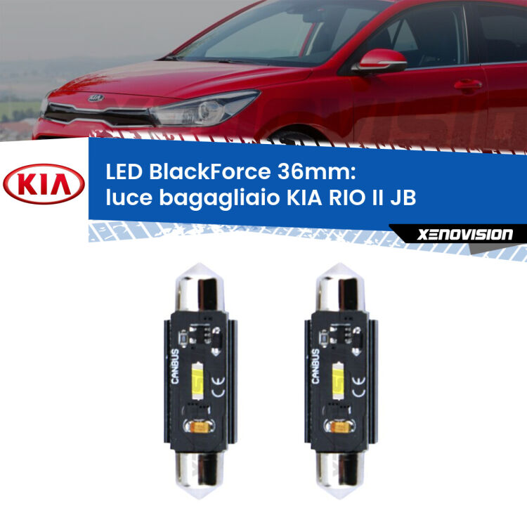 <strong>Luce Bagagliaio LED per KIA RIO II</strong> JB 2005 - 2010. Coppia lampade <strong>C5W</strong> 36mm modello BlackForce canbus.