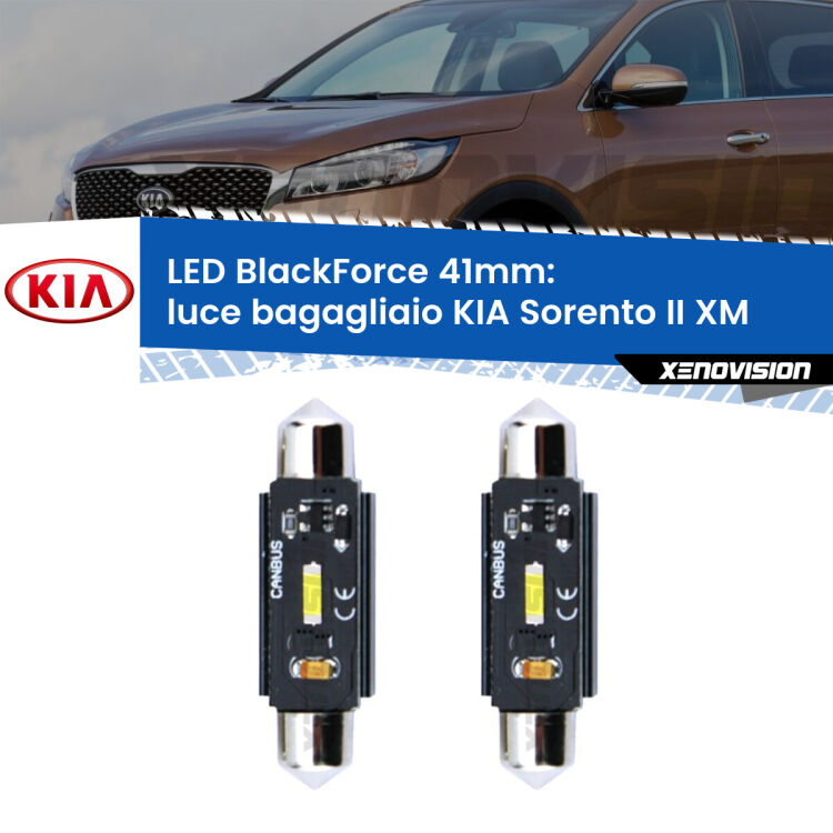 <strong>Luce Bagagliaio LED per KIA Sorento II</strong> XM 2009 - 2014. Coppia lampade <strong>C5W</strong> 41mm modello BlackForce canbus.