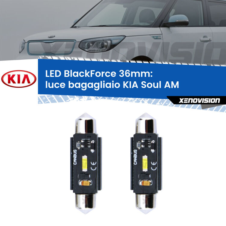 <strong>Luce Bagagliaio LED per KIA Soul</strong> AM 2009 - 2014. Coppia lampade <strong>C5W</strong> 36mm modello BlackForce canbus.