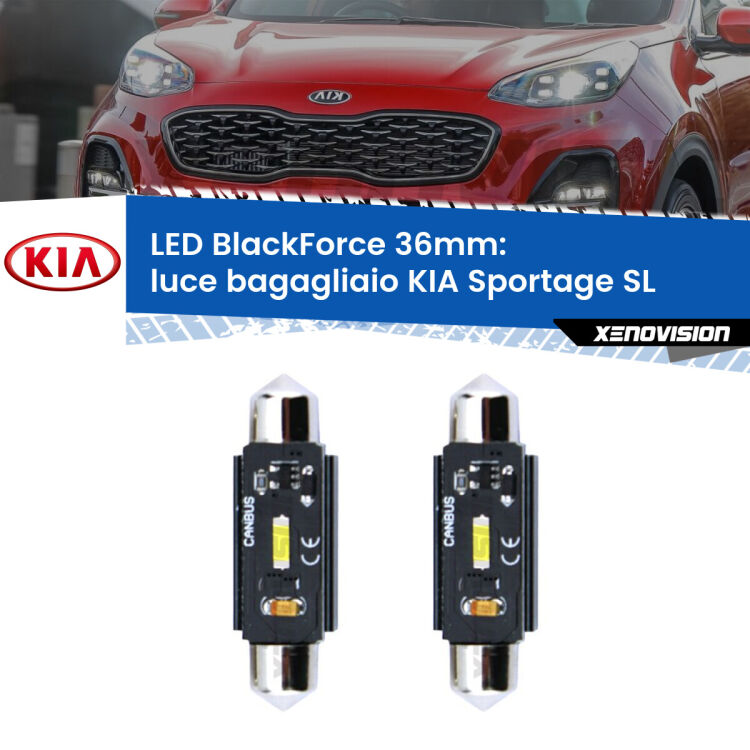 <strong>Luce Bagagliaio LED per KIA Sportage</strong> SL 2010 - 2014. Coppia lampade <strong>C5W</strong> 36mm modello BlackForce canbus.