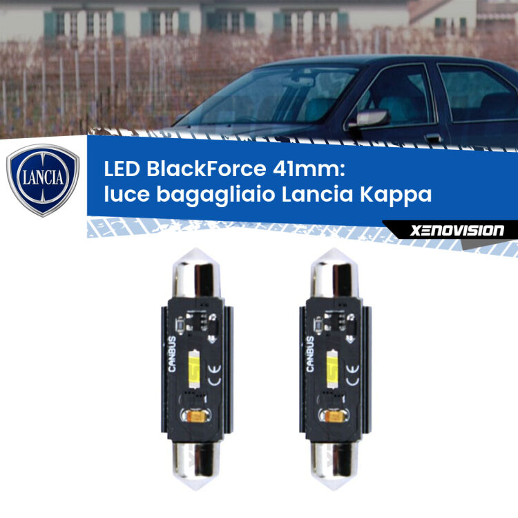 <strong>Luce Bagagliaio LED per Lancia Kappa</strong>  1994 - 2001. Coppia lampade <strong>C5W</strong> 41mm modello BlackForce canbus.