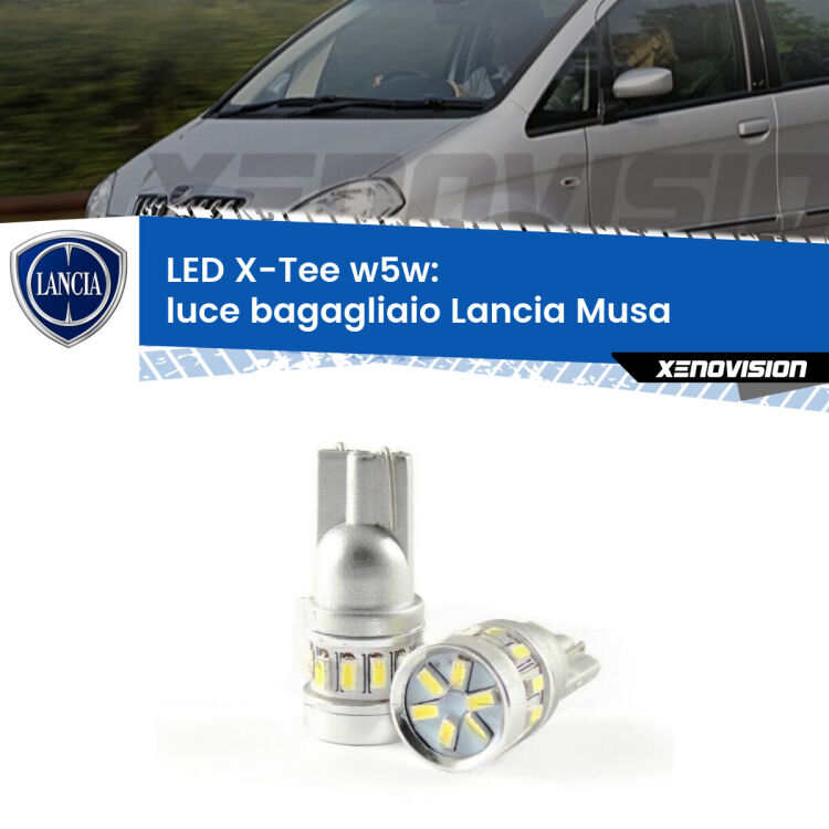 <strong>LED luce bagagliaio per Lancia Musa</strong>  2004 - 2012. Lampade <strong>W5W</strong> modello X-Tee Xenovision top di gamma.