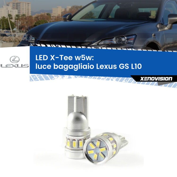 <strong>LED luce bagagliaio per Lexus GS</strong> L10 2011 in poi. Lampade <strong>W5W</strong> modello X-Tee Xenovision top di gamma.