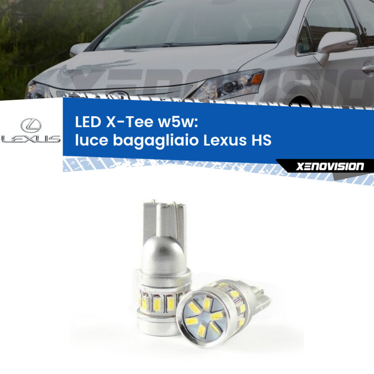 <strong>LED luce bagagliaio per Lexus HS</strong>  2009 - 2018. Lampade <strong>W5W</strong> modello X-Tee Xenovision top di gamma.