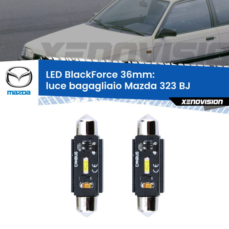 <strong>Luce Bagagliaio LED per Mazda 323</strong> BJ 1998 - 2004. Coppia lampade <strong>C5W</strong> 36mm modello BlackForce canbus.