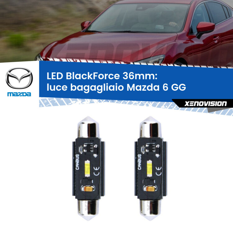 <strong>Luce Bagagliaio LED per Mazda 6</strong> GG 2002 - 2007. Coppia lampade <strong>C5W</strong> 36mm modello BlackForce canbus.