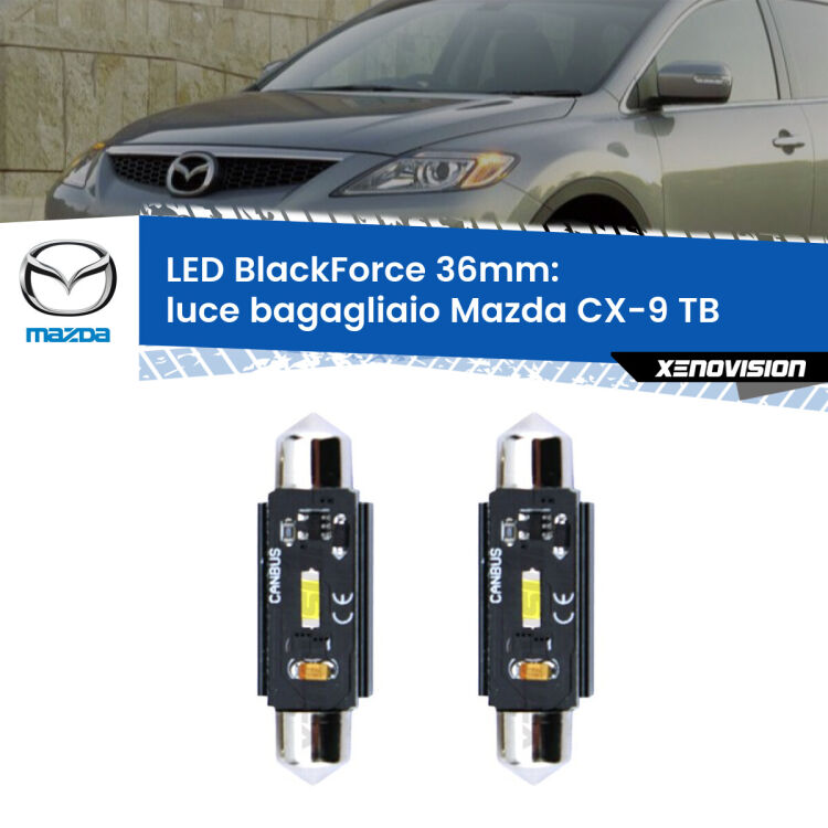 <strong>Luce Bagagliaio LED per Mazda CX-9</strong> TB 2006 - 2015. Coppia lampade <strong>C5W</strong> 36mm modello BlackForce canbus.