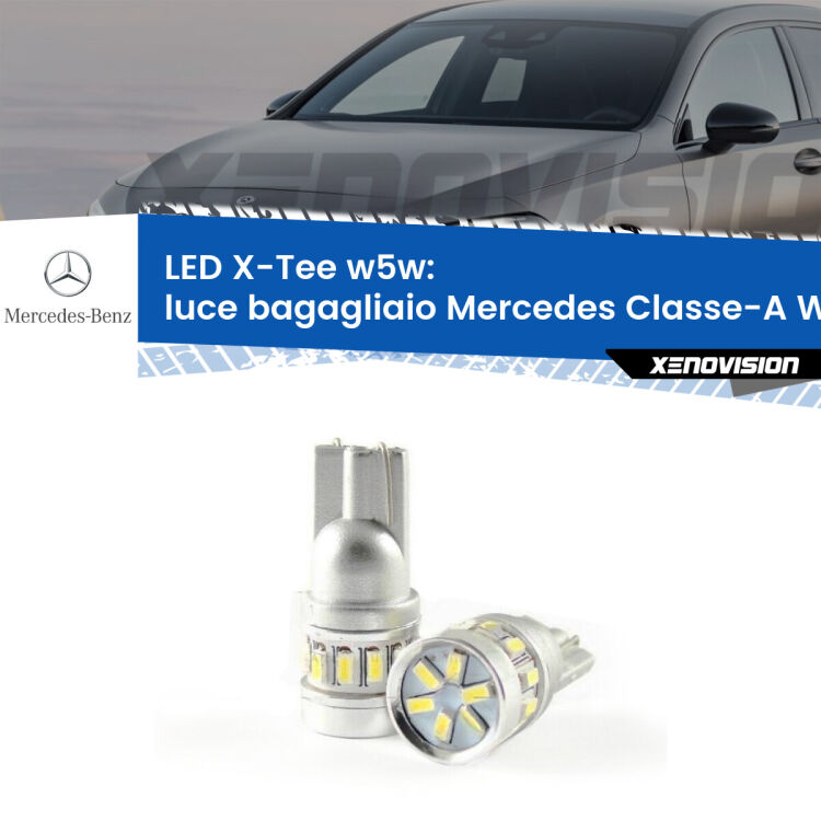 <strong>LED luce bagagliaio per Mercedes Classe-A</strong> W176 2012 - 2018. Lampade <strong>W5W</strong> modello X-Tee Xenovision top di gamma.