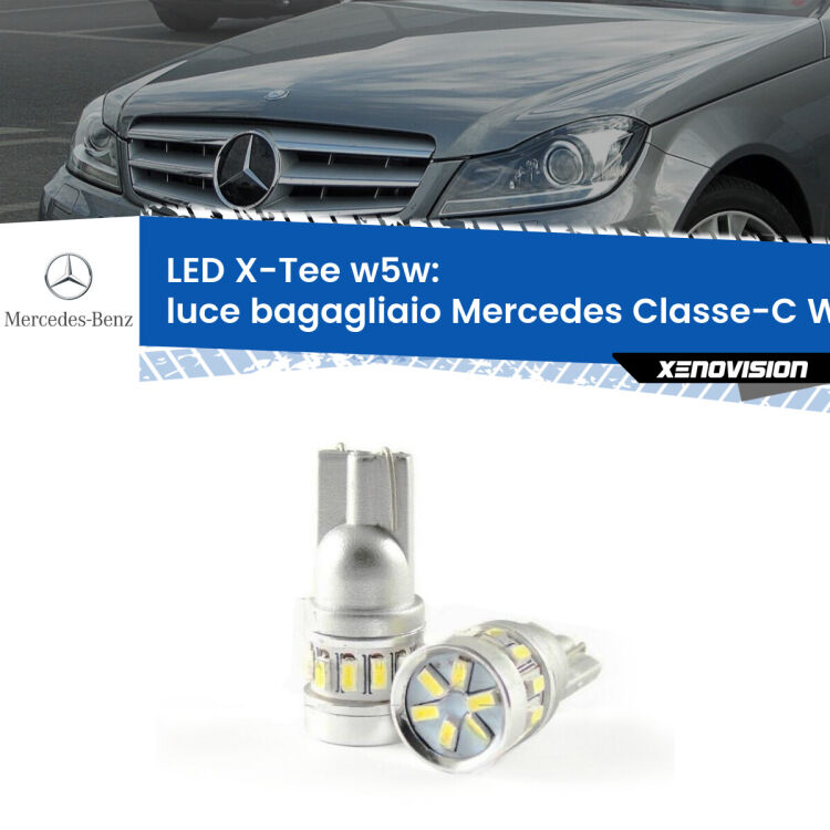 <strong>LED luce bagagliaio per Mercedes Classe-C</strong> W204 2007 - 2014. Lampade <strong>W5W</strong> modello X-Tee Xenovision top di gamma.