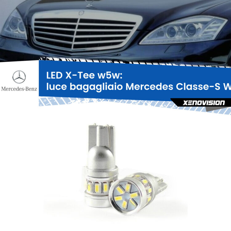 <strong>LED luce bagagliaio per Mercedes Classe-S</strong> W221 2005 - 2013. Lampade <strong>W5W</strong> modello X-Tee Xenovision top di gamma.