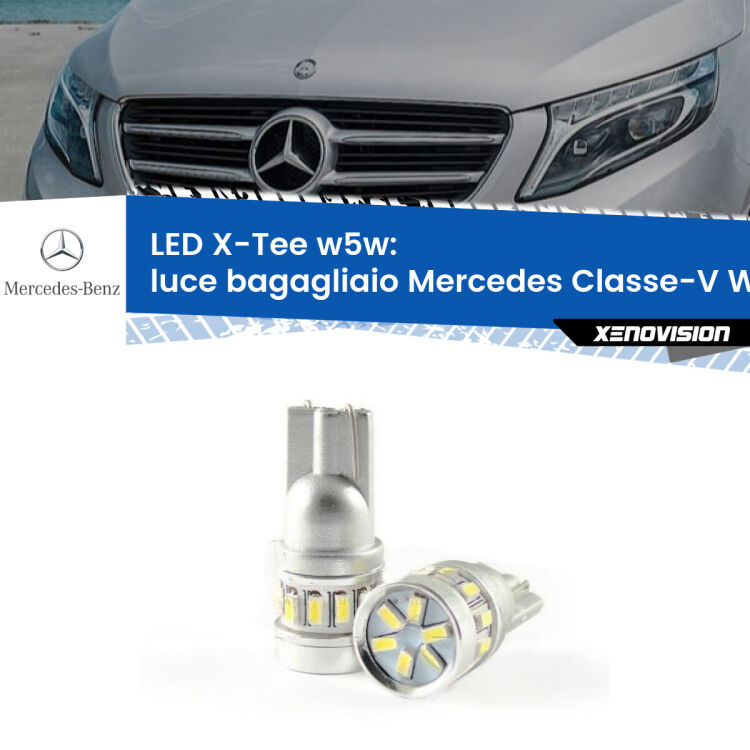 <strong>LED luce bagagliaio per Mercedes Classe-V</strong> W447 2014 in poi. Lampade <strong>W5W</strong> modello X-Tee Xenovision top di gamma.