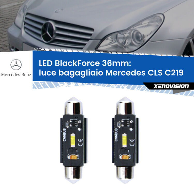 <strong>Luce Bagagliaio LED per Mercedes CLS</strong> C219 2004 - 2010. Coppia lampade <strong>C5W</strong> 36mm modello BlackForce canbus.