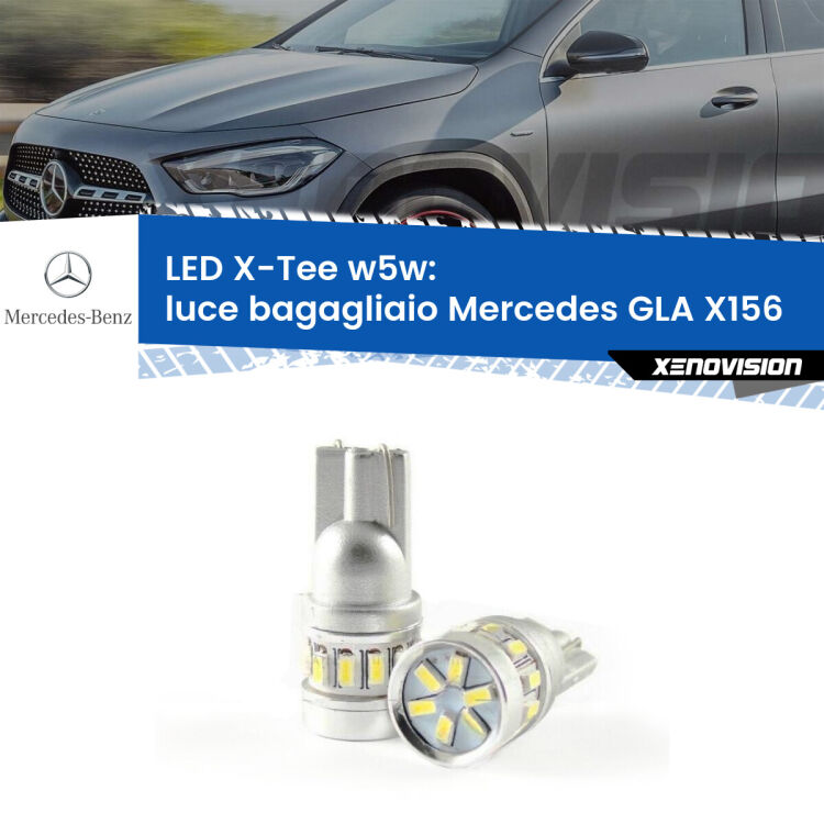 <strong>LED luce bagagliaio per Mercedes GLA</strong> X156 2013 in poi. Lampade <strong>W5W</strong> modello X-Tee Xenovision top di gamma.