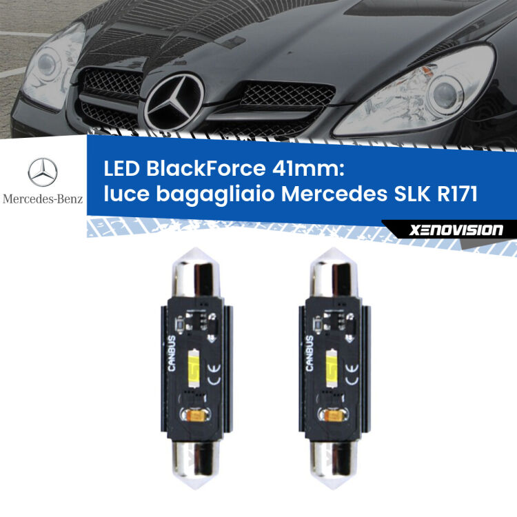 <strong>Luce Bagagliaio LED per Mercedes SLK</strong> R171 2004 - 2011. Coppia lampade <strong>C5W</strong> 41mm modello BlackForce canbus.