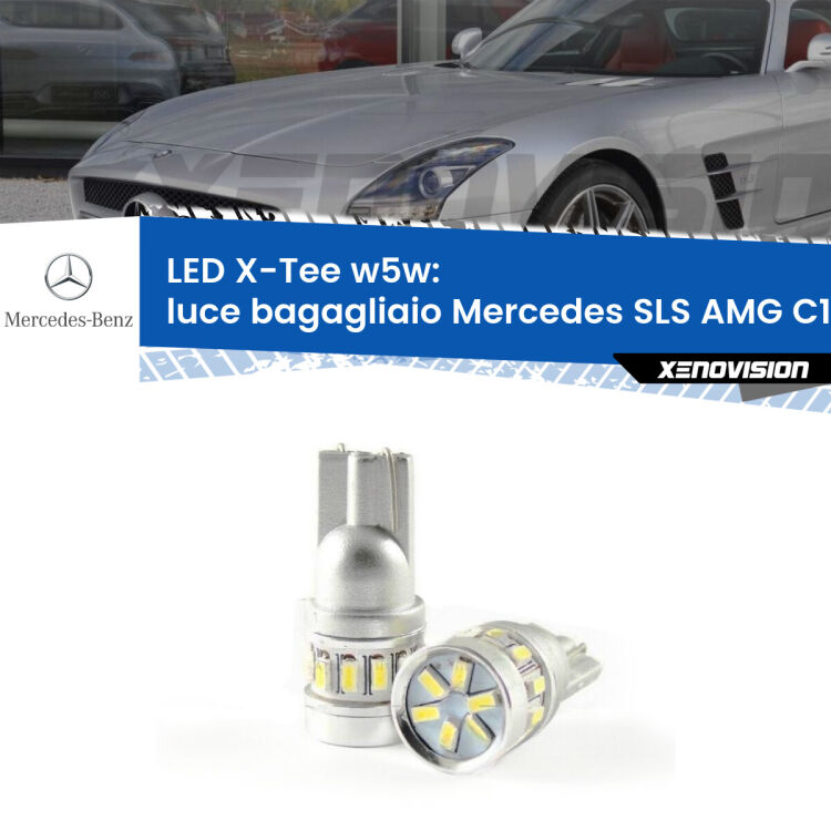 <strong>LED luce bagagliaio per Mercedes SLS AMG</strong> C197 2010 in poi. Lampade <strong>W5W</strong> modello X-Tee Xenovision top di gamma.