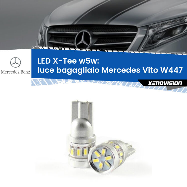 <strong>LED luce bagagliaio per Mercedes Vito</strong> W447 2014 in poi. Lampade <strong>W5W</strong> modello X-Tee Xenovision top di gamma.