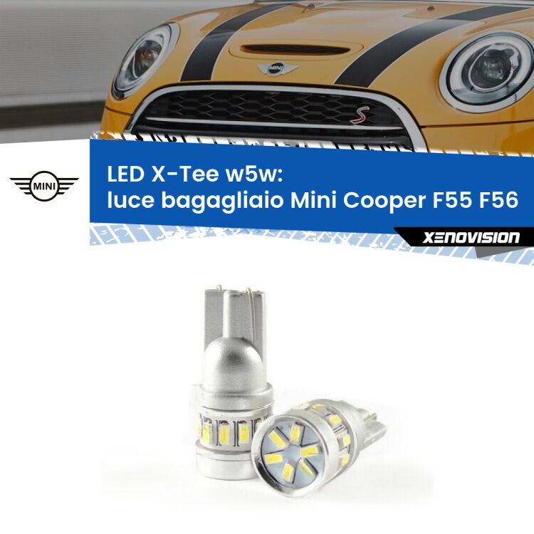 <strong>LED luce bagagliaio per Mini Cooper</strong> F55 F56 2013 - 2017. Lampade <strong>W5W</strong> modello X-Tee Xenovision top di gamma.