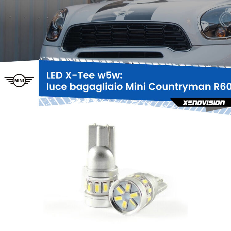 <strong>LED luce bagagliaio per Mini Countryman</strong> R60 2010 - 2016. Lampade <strong>W5W</strong> modello X-Tee Xenovision top di gamma.