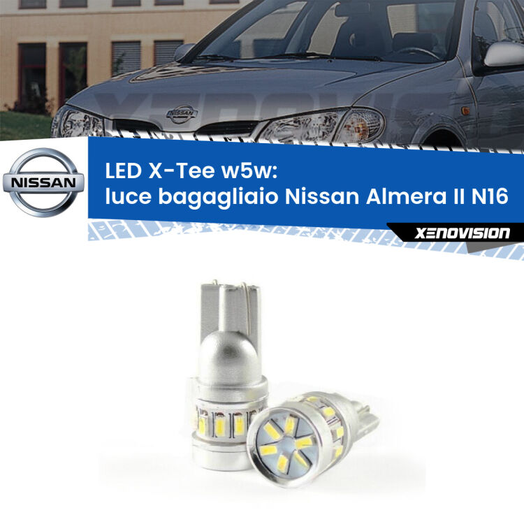 <strong>LED luce bagagliaio per Nissan Almera II</strong> N16 2000 - 2006. Lampade <strong>W5W</strong> modello X-Tee Xenovision top di gamma.