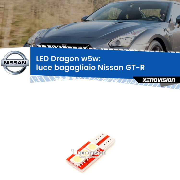 FINE SERIE: NO GARANZIA <strong>LED luce bagagliaio per Nissan GT-R</strong>  2007 in poi. Lampade <strong>W5W</strong> a illuminazione laterale modello Dragon Xenovision.