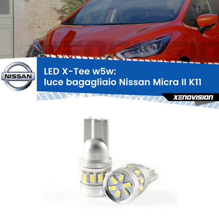 <strong>LED luce bagagliaio per Nissan Micra II</strong> K11 1992 - 2003. Lampade <strong>W5W</strong> modello X-Tee Xenovision top di gamma.