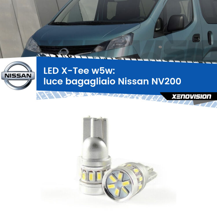 <strong>LED luce bagagliaio per Nissan NV200</strong>  2010 - 2019. Lampade <strong>W5W</strong> modello X-Tee Xenovision top di gamma.