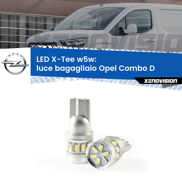 <strong>LED luce bagagliaio per Opel Combo D</strong>  2012 - 2018. Lampade <strong>W5W</strong> modello X-Tee Xenovision top di gamma.