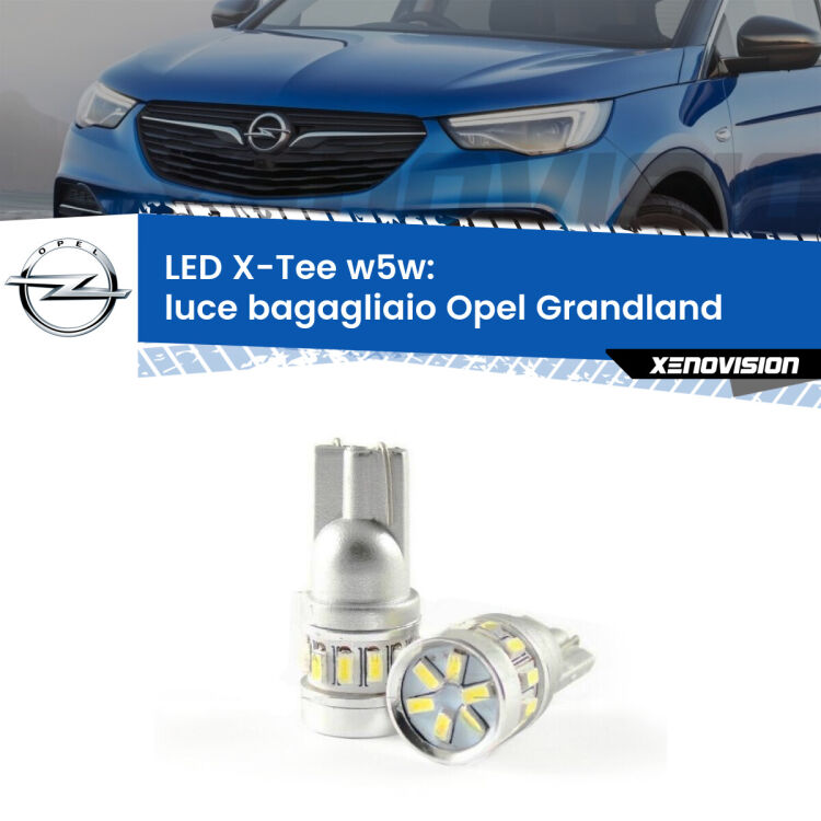 <strong>LED luce bagagliaio per Opel Grandland</strong>  2017 in poi. Lampade <strong>W5W</strong> modello X-Tee Xenovision top di gamma.