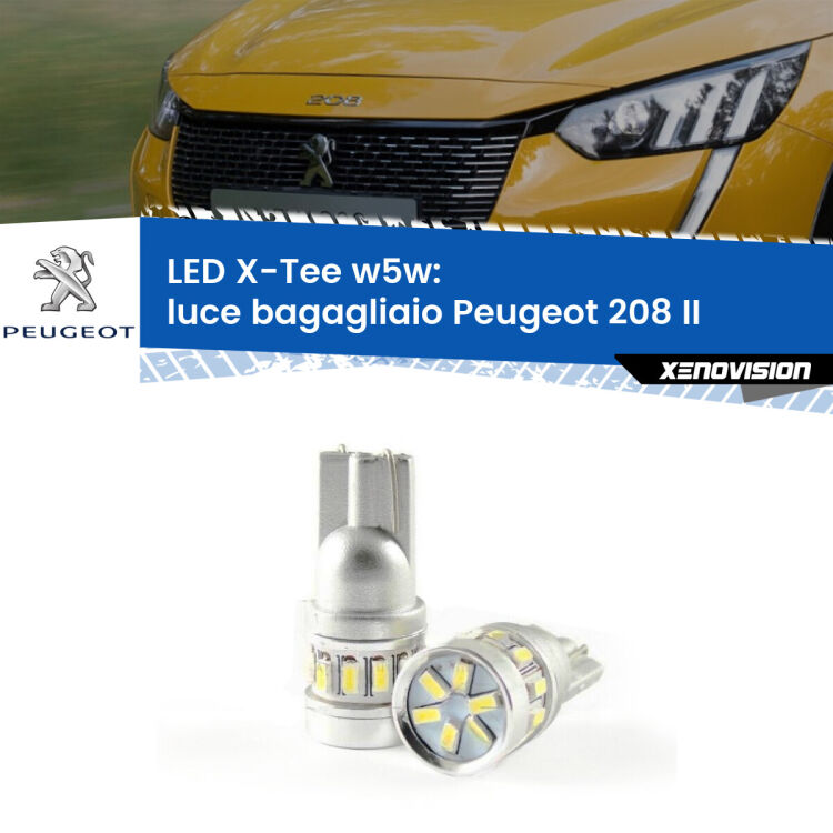 <strong>LED luce bagagliaio per Peugeot 208</strong> II 2019 in poi. Lampade <strong>W5W</strong> modello X-Tee Xenovision top di gamma.