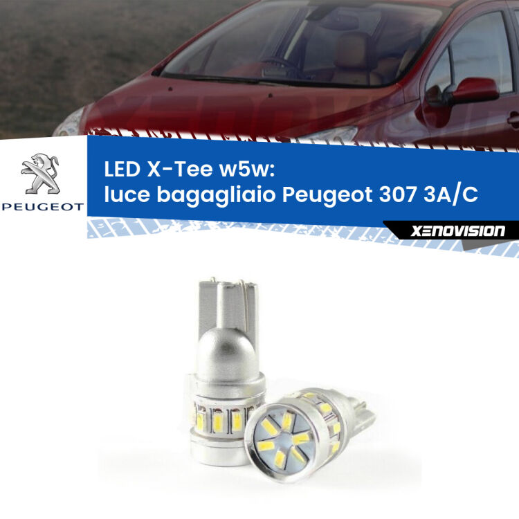 <strong>LED luce bagagliaio per Peugeot 307</strong> 3A/C 2000 - 2009. Lampade <strong>W5W</strong> modello X-Tee Xenovision top di gamma.