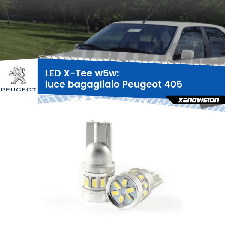 <strong>LED luce bagagliaio per Peugeot 405</strong>  1987 - 1997. Lampade <strong>W5W</strong> modello X-Tee Xenovision top di gamma.