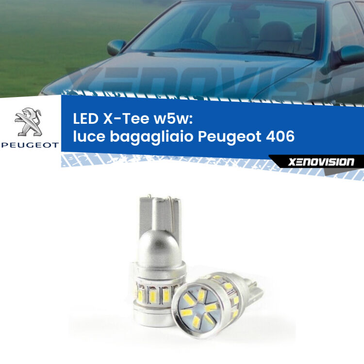 <strong>LED luce bagagliaio per Peugeot 406</strong>  1995 - 2004. Lampade <strong>W5W</strong> modello X-Tee Xenovision top di gamma.