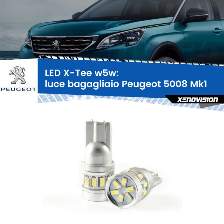 <strong>LED luce bagagliaio per Peugeot 5008</strong> Mk1 2009 - 2016. Lampade <strong>W5W</strong> modello X-Tee Xenovision top di gamma.