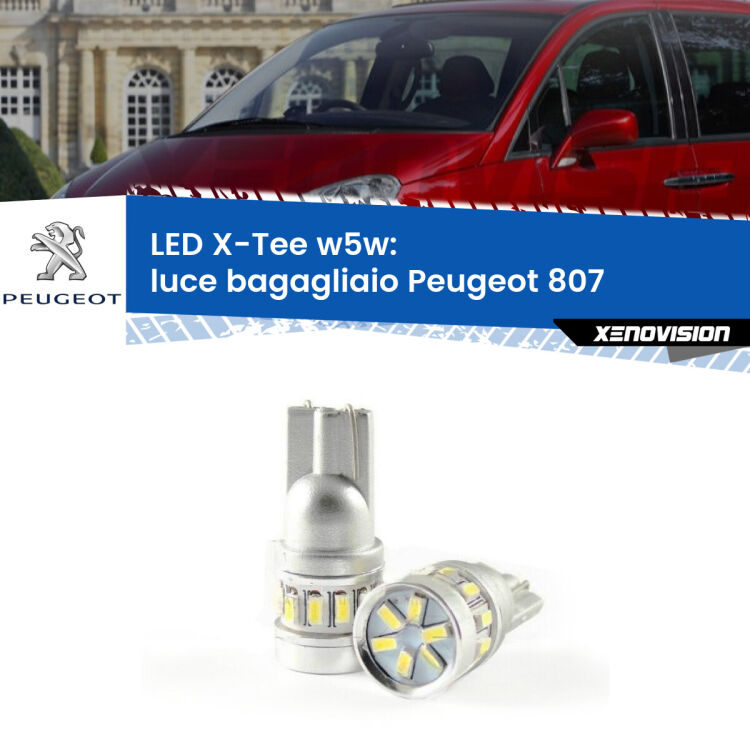 <strong>LED luce bagagliaio per Peugeot 807</strong>  2002 - 2010. Lampade <strong>W5W</strong> modello X-Tee Xenovision top di gamma.