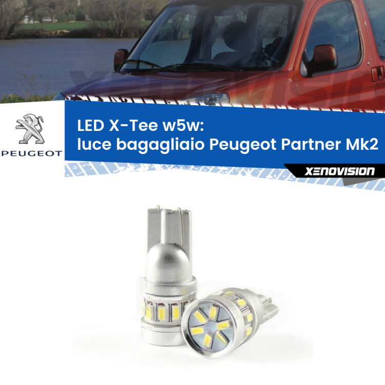 <strong>LED luce bagagliaio per Peugeot Partner</strong> Mk2 2008 - 2016. Lampade <strong>W5W</strong> modello X-Tee Xenovision top di gamma.