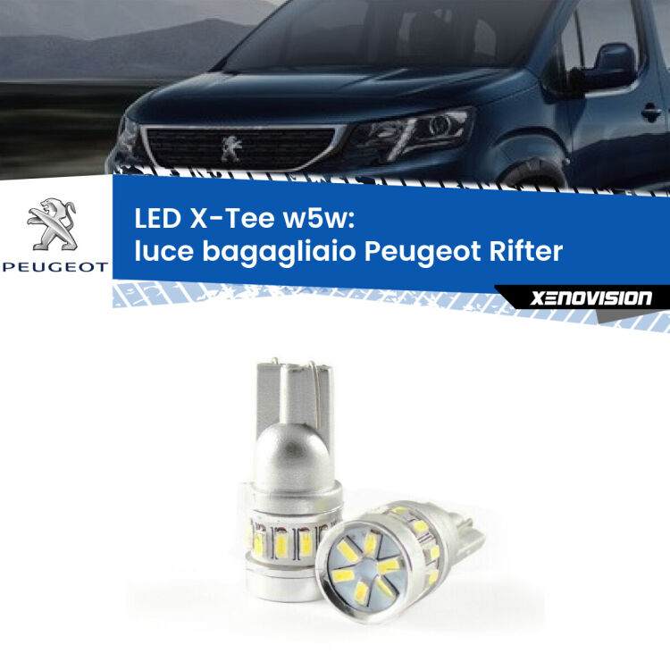 <strong>LED luce bagagliaio per Peugeot Rifter</strong>  2018 in poi. Lampade <strong>W5W</strong> modello X-Tee Xenovision top di gamma.