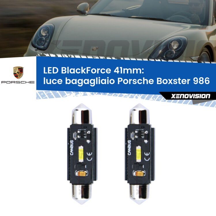 <strong>Luce Bagagliaio LED per Porsche Boxster</strong> 986 1996 - 2004. Coppia lampade <strong>C5W</strong> 41mm modello BlackForce canbus.