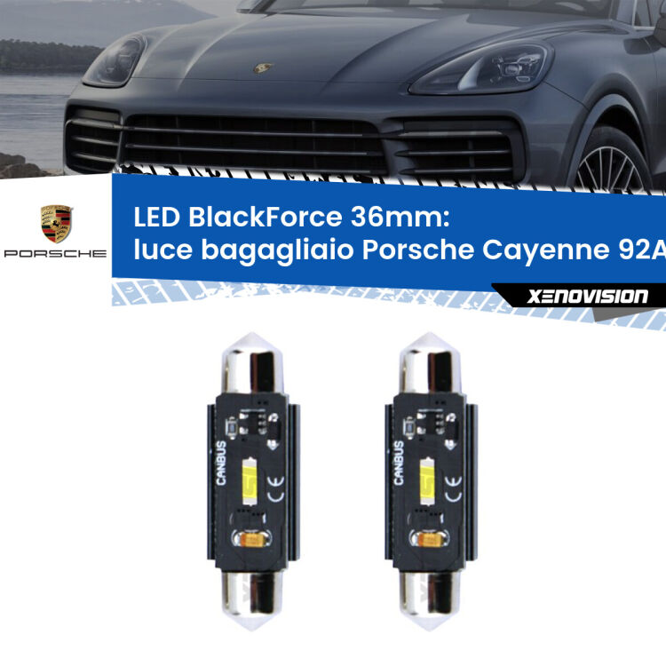 <strong>Luce Bagagliaio LED per Porsche Cayenne</strong> 92A 2010 in poi. Coppia lampade <strong>C5W</strong> 36mm modello BlackForce canbus.