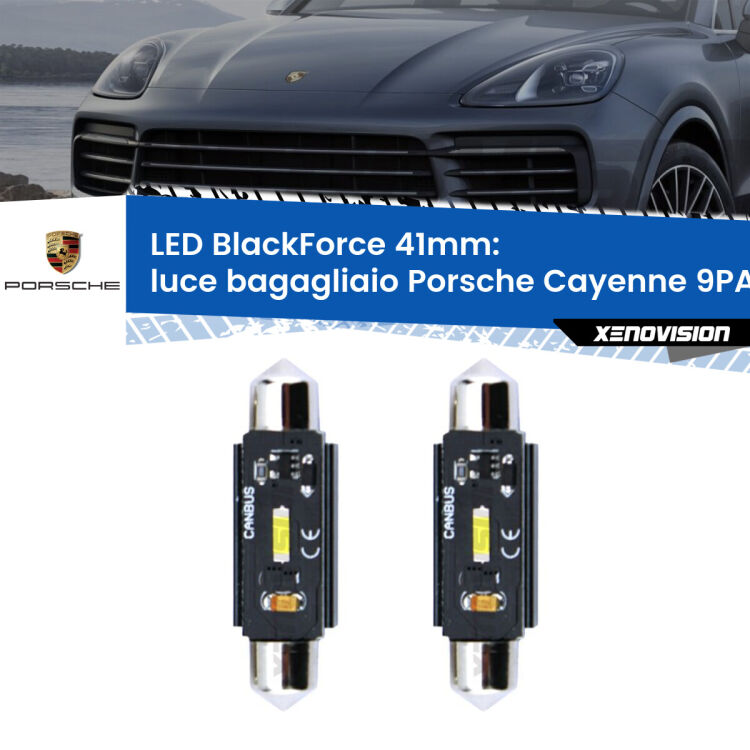 <strong>Luce Bagagliaio LED per Porsche Cayenne</strong> 9PA 2002 - 2010. Coppia lampade <strong>C5W</strong> 41mm modello BlackForce canbus.