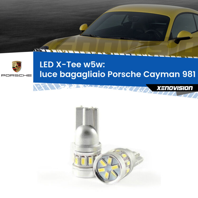 <strong>LED luce bagagliaio per Porsche Cayman</strong> 981 2013 in poi. Lampade <strong>W5W</strong> modello X-Tee Xenovision top di gamma.